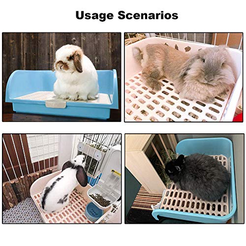 Large Rabbit Litter Box, Small Animal Potty Trainer & 2 Packs of Square Plush Guinea Pig Bed Mat