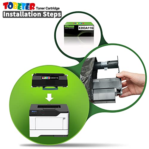 ToBeter Remanufactured X203 X204 Toner Replacement for Lexmark X203A11G X203A21G Toner Cartridge for Lexmark X203 X203N X204 X204N Series Printers (2,500 Pages, 1 Black)