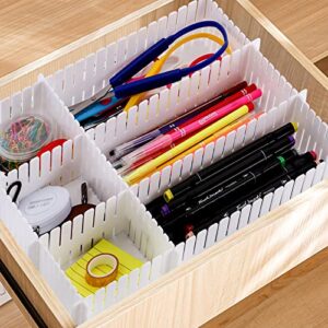 Foraineam 48Pcs Drawer Dividers, Adjustable DIY Grid Dividers White Storage Organizer Separator, Socks Underwear Scarves Makeup Drawer Organizer Divider for Dresser Bedroom Office Kitchen Storage