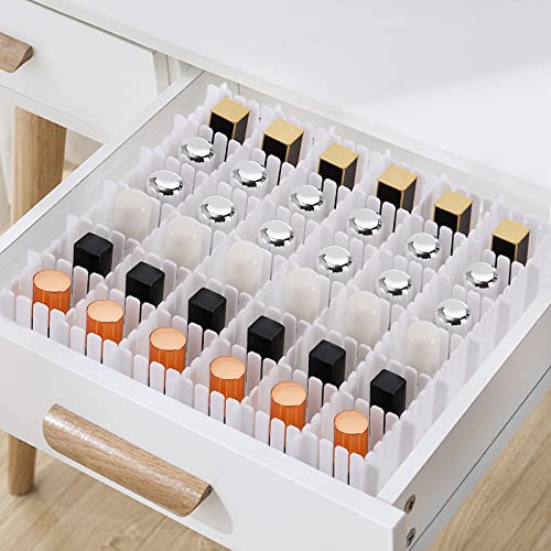 Foraineam 48Pcs Drawer Dividers, Adjustable DIY Grid Dividers White Storage Organizer Separator, Socks Underwear Scarves Makeup Drawer Organizer Divider for Dresser Bedroom Office Kitchen Storage