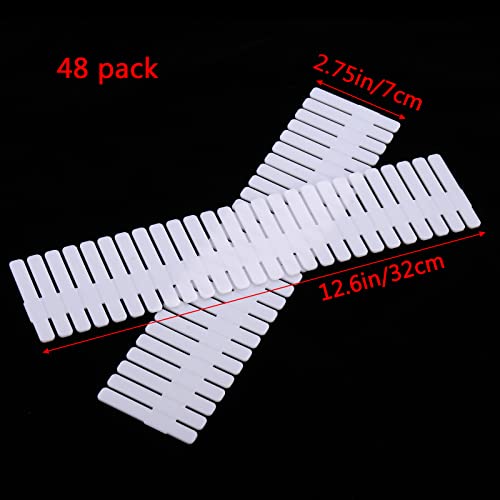 Foraineam 48Pcs Drawer Dividers, Adjustable DIY Grid Dividers White Storage Organizer Separator, Socks Underwear Scarves Makeup Drawer Organizer Divider for Dresser Bedroom Office Kitchen Storage