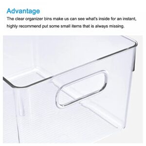 uxcell Refrigerator Organizer Bins 1PC, Stackable Fridge Drawer Organizer with Handles, Clear Fridge Bins for Pantry, Freezer, Shelves - White