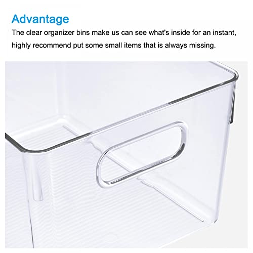 uxcell Refrigerator Organizer Bins 1PC, Stackable Fridge Drawer Organizer with Handles, Clear Fridge Bins for Pantry, Freezer, Shelves - White