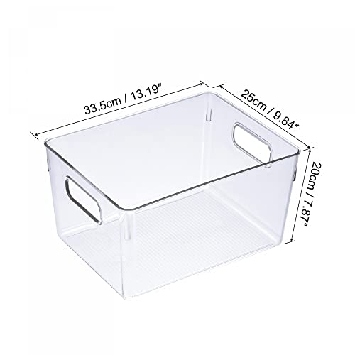 uxcell Refrigerator Organizer Bins 1PC, Stackable Fridge Drawer Organizer with Handles, Clear Fridge Bins for Pantry, Freezer, Shelves - White