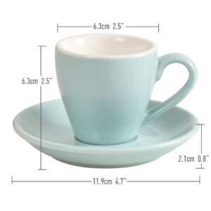 ionEgg Porcelain Espresso Cup with Saucer, Espresso shot Cup, 80ml/2.7Oz, Blue