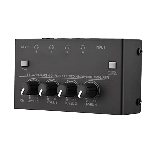 Btuty Ultra-compact 4-channel Stereo Headphone Amplifier Upgraded Mini Audio Amp with Mono & Stereo Switch Power Adapter Professional Mono/Stereo Audio Amp