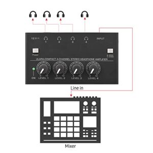 Btuty Ultra-compact 4-channel Stereo Headphone Amplifier Upgraded Mini Audio Amp with Mono & Stereo Switch Power Adapter Professional Mono/Stereo Audio Amp