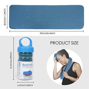 Homelove Cooling Towel (35.4"x11.2"),Cooling Towels 2 Pack,Lightweight Microfiber Towel for Gym, Workout, Sport & Sweat, Quick Dry Towel for Body, Neck & Face During Work, Travel, Camping-Blue+Grey