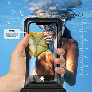 Vuwwey Waterproof Phone Pouch, [Super Buoyant] Floating IPX8 Waterproof Phone Case, [2 Pack] Cellphone Dry Bag with Lanyard Compatible with iPhone 14 13 12 11 Pro Max XS XR X Up to 6.9''-Black