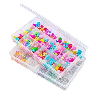 2pack 18 grids clear plastic organizer box storage container with dividers for washi tape,jewelry,beads art diy crafts, fishing tackles,screws