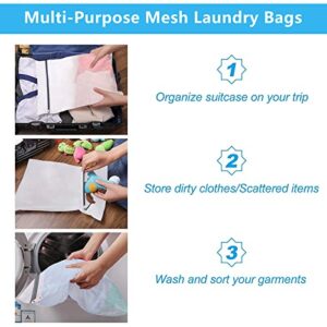 6 Pack Mesh Laundry Bags, Delicate Wash Bags for Washing Machine, Reusable Travel Organization Bag for Lingerie, Socks, Sleepwear, 3 Large, 3 Medium