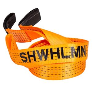 recovery tow strap 2" x 20' lb tested 20,024lb （10 us tons ） break strength, use for emergency 4x4 towing rope heavy duty, tree saver, winch extension, triple reinforced loops, ensure safety - shwhlmn