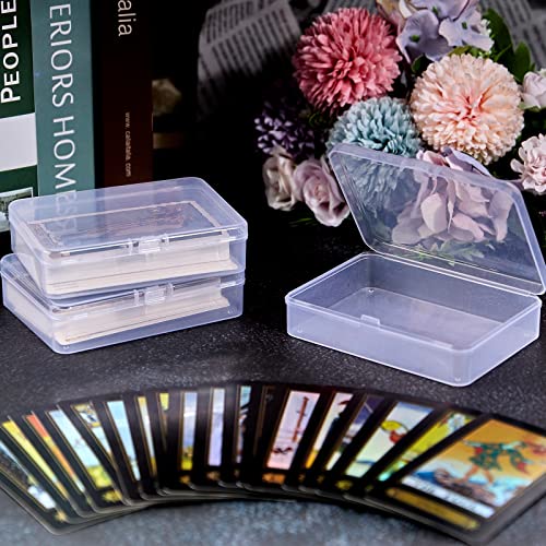 ZORRITA 6 Pack Small Plastic Containers with Hinged Lids, Rectangle Clear Plastic Storage Boxes for Beads, Jewelry, Game Pieces and Crafts Items (4.5 x 3.3 x 1.1 Inch)