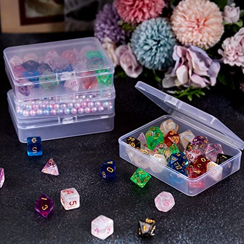 ZORRITA 6 Pack Small Plastic Containers with Hinged Lids, Rectangle Clear Plastic Storage Boxes for Beads, Jewelry, Game Pieces and Crafts Items (4.5 x 3.3 x 1.1 Inch)