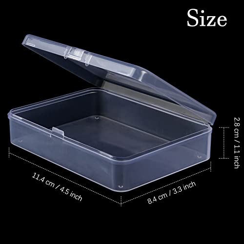 ZORRITA 6 Pack Small Plastic Containers with Hinged Lids, Rectangle Clear Plastic Storage Boxes for Beads, Jewelry, Game Pieces and Crafts Items (4.5 x 3.3 x 1.1 Inch)