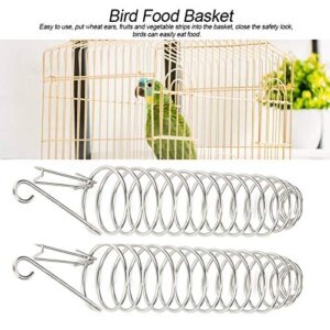 2Pcs Parrot Food Holder, Bird Feeder Toy Small Animal Fruit Holder Stainless Steel Vegetable Skewer Foraging Hanging Feed Tool for Parrots Cockatoo Cockatiel