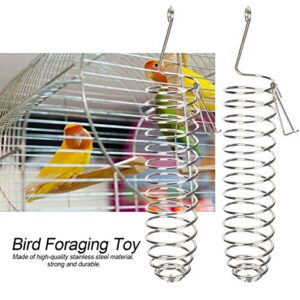 2Pcs Parrot Food Holder, Bird Feeder Toy Small Animal Fruit Holder Stainless Steel Vegetable Skewer Foraging Hanging Feed Tool for Parrots Cockatoo Cockatiel