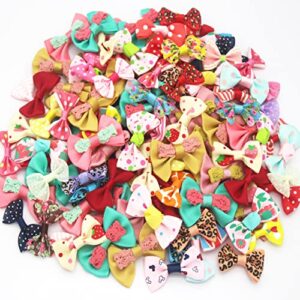100pcs grosgrain ribbon bows flowers boutique small bows mini bow ties for crafts, wedding party decorate, sewing, diy hair clips, gift wrapping (mix color)