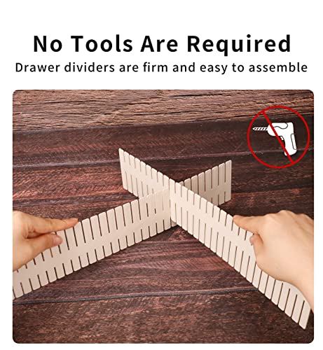 CiiReeH Drawer Dividers, Drawer Organizer for Socks Underwear Makeup Dresser, DIY Adjustable Drawer Dividers for Bedroom Kitchen Office Storage, 8Pcs 16 x 2.7 inch OFF-White