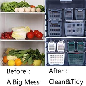 3-pack Vegetable and Fruit Storage Containers for Fridge Organizer Produce Saver Containers for Refrigerator Lettuce Berry Salad Cabbage Keeper BPA-Free Kitchen Organization with Lids and Air Vents (Grey)