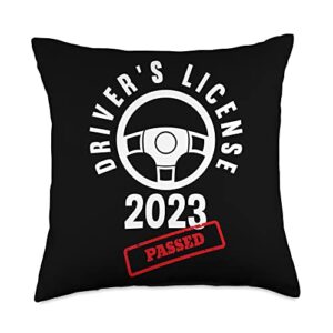 funny driver's license new drivers apparel & gifts license passed 2023 funny new driver throw pillow, 18x18, multicolor
