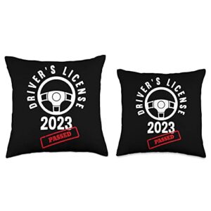 Funny Driver's License New Drivers Apparel & Gifts License Passed 2023 Funny New Driver Throw Pillow, 18x18, Multicolor