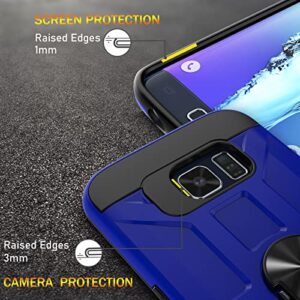 Galaxy S6 Case, Galaxy S6 Case with [3X Tempered Glass Screen Protector], Built-in Ring Kickstand and Magnetic Car Mount Shockproof Dropproof Military Grade Armor Rugged Case for Galaxy S6 -Klein Blue