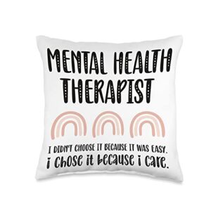 mental health therapist appreciation therapist rainbow mental health therapy throw pillow, 16x16, multicolor