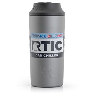 RTIC Can Chiller with Slider Lid, Graphite, Fits Various Sizes Including 12oz, 16oz, & Slim Cans, Double Wall Vacuum Insulated, Stainless Steel, Sweat Proof