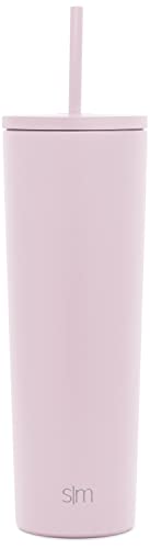 Simple Modern Insulated Tumbler with Lid and Straw | Iced Coffee Cup Reusable Stainless Steel Water Bottle Travel Mug | Valentines Gifts For Him & Her | Classic Collection | 28oz | Pale Orchid