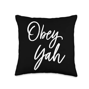 obey yah tees co obey yah yahweh yahuah throw pillow, 16x16, multicolor