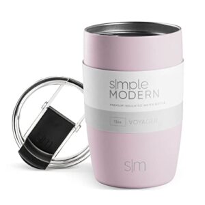 simple modern travel coffee mug tumbler with flip lid | reusable insulated stainless steel thermos cold brew iced coffee cup | gifts for women men him and her | voyager collection | 12oz | pale orchid