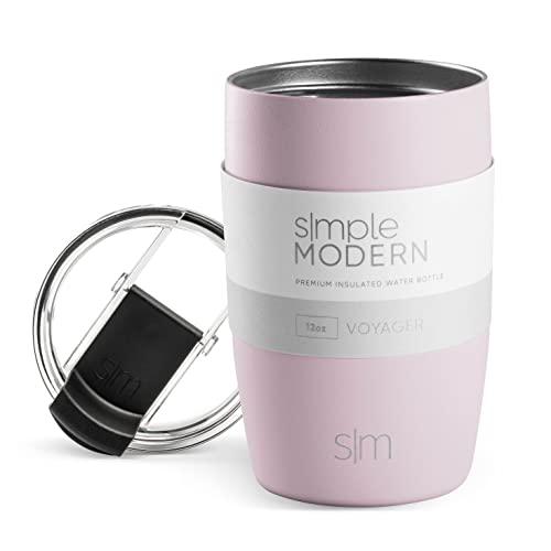 Simple Modern Travel Coffee Mug Tumbler with Flip Lid | Reusable Insulated Stainless Steel Thermos Cold Brew Iced Coffee Cup | Gifts for Women Men Him and Her | Voyager Collection | 12oz | Pale Orchid