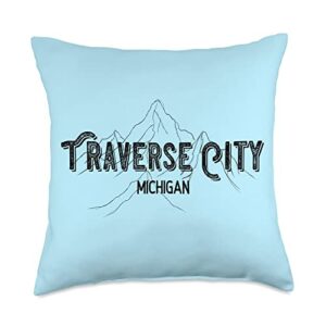 midwest michigan shirts and michigan gifts traverse city michigan gift for midwest locals and lovers throw pillow, 18x18, multicolor