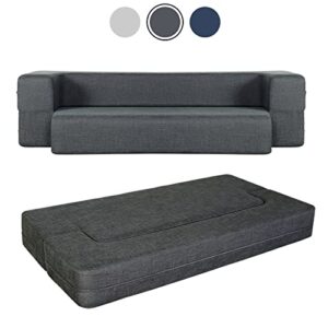 MAXD WOTU 10 Inch Folding Bed Couch Sleeper Foam Sofa Bed Memory Foam Mattress Comfortable Sofa, Floor Couch Sleeper Sofa Foam Twin, Dark Grey