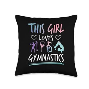 gymnastics gymnast designs girl loves gymnastics throw pillow, 16x16, multicolor