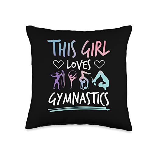 Gymnastics Gymnast Designs Girl Loves Gymnastics Throw Pillow, 16x16, Multicolor