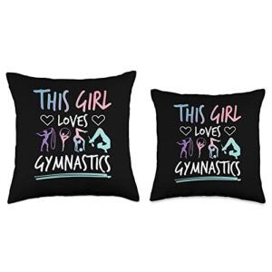 Gymnastics Gymnast Designs Girl Loves Gymnastics Throw Pillow, 16x16, Multicolor