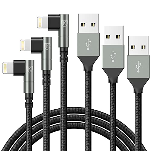 90 Degree iPhone Charger 6FT, [Apple MFi Certified] 3Pack Fast Charging Cables Cord,6Feet Right Angle Nylon Braided USB Lightning Cable for iPhone 14/13/12/11/Pro/Max/Mini/X/Plus/8/7/6/5S/SE/Plus/iPad