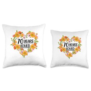 70th Birthday Gifts for Women Men Floral Old 70 Years Loved 70th Birthday Throw Pillow, 18x18, Multicolor