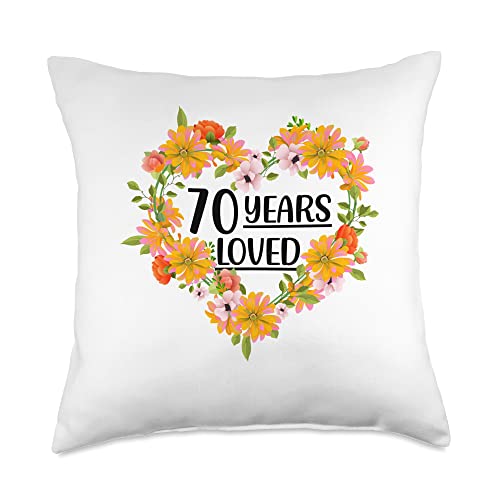 70th Birthday Gifts for Women Men Floral Old 70 Years Loved 70th Birthday Throw Pillow, 18x18, Multicolor