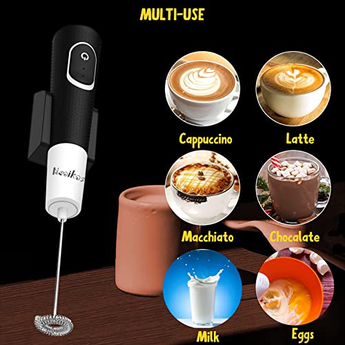 Neoikos Milk Frother Coffee Mixer Handheld, Rechargeable Coffee Grinder, Frother Whisk, Mini Blender and Electric Mixer Coffee Frother for Frappe, Latte, Matcha...