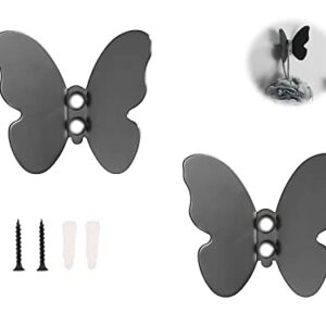 Z metnal Decorative Coat Hooks, Small Modern Black Brass Hanger, Butterfly Bath Towel Hook, Hat Hooks Robe Hooks for Entry Bedroom, Stainless Steel, Wall Mounted, 2 pcs