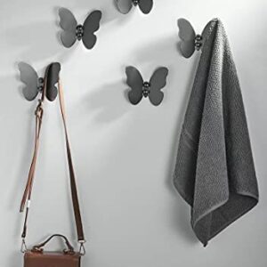 Z metnal Decorative Coat Hooks, Small Modern Black Brass Hanger, Butterfly Bath Towel Hook, Hat Hooks Robe Hooks for Entry Bedroom, Stainless Steel, Wall Mounted, 2 pcs