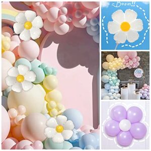 123 Pieces Daisy Balloon Garland Arch Kit Daisy Balloons Groovy Daisy Flower Pastel Macaron Balloons Spring Pastel Balloon Arch for Daisy Theme Party Baby Shower Decoration (Spring Style)