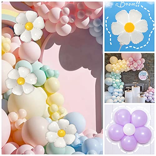 123 Pieces Daisy Balloon Garland Arch Kit Daisy Balloons Groovy Daisy Flower Pastel Macaron Balloons Spring Pastel Balloon Arch for Daisy Theme Party Baby Shower Decoration (Spring Style)