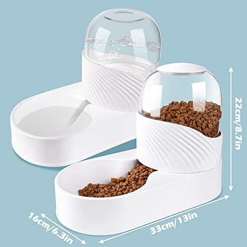 Automatic Gravity Cat Feeder & Water Dispenser 2 Pack in Set, Pet Gravity Self Feeding Bowl Station Dog Water Feeder 2L Waterer for Cats Small Medium Dog Puppy Kitten Squirrel Pets Animal