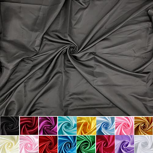 HOTGODEN Satin Fabric:2,5 Yards Black Solid Silky  Satin Fabric by The Yard 60" Wide for Wedding, Bridal, Decoration, Fashion, Apparel Crafts