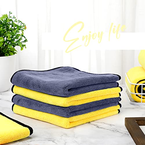 Tallew 12 Pcs Large Thick Microfiber Cleaning Towel Auto Detailing Cloth Car Drying Wash Towels Polishing Waxing Dry for Cars Absorbent Towel, 16 x Inch 800 GSM