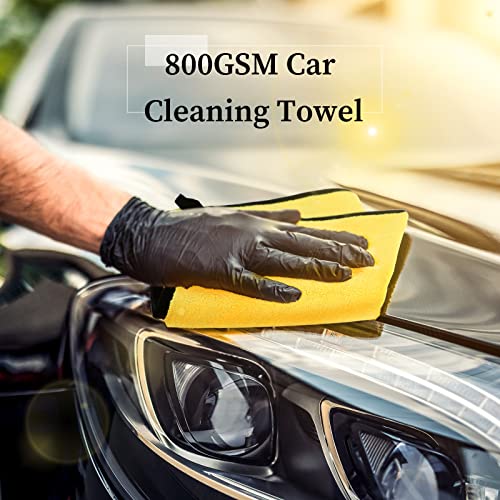 Tallew 12 Pcs Large Thick Microfiber Cleaning Towel Auto Detailing Cloth Car Drying Wash Towels Polishing Waxing Dry for Cars Absorbent Towel, 16 x Inch 800 GSM